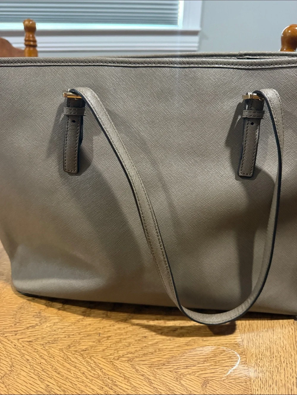 Michael Kors Taupe Saffiano Leather Tote with Gold Accents